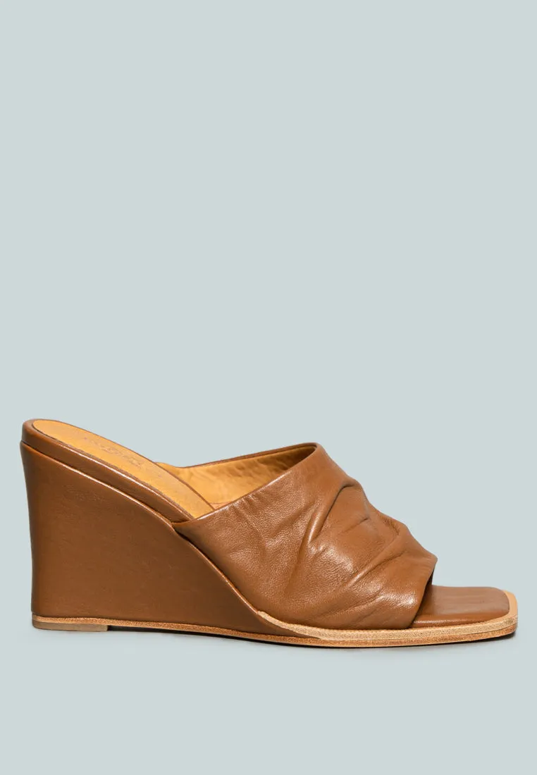 HEPBURN Tan Sliders Wedge Sandals