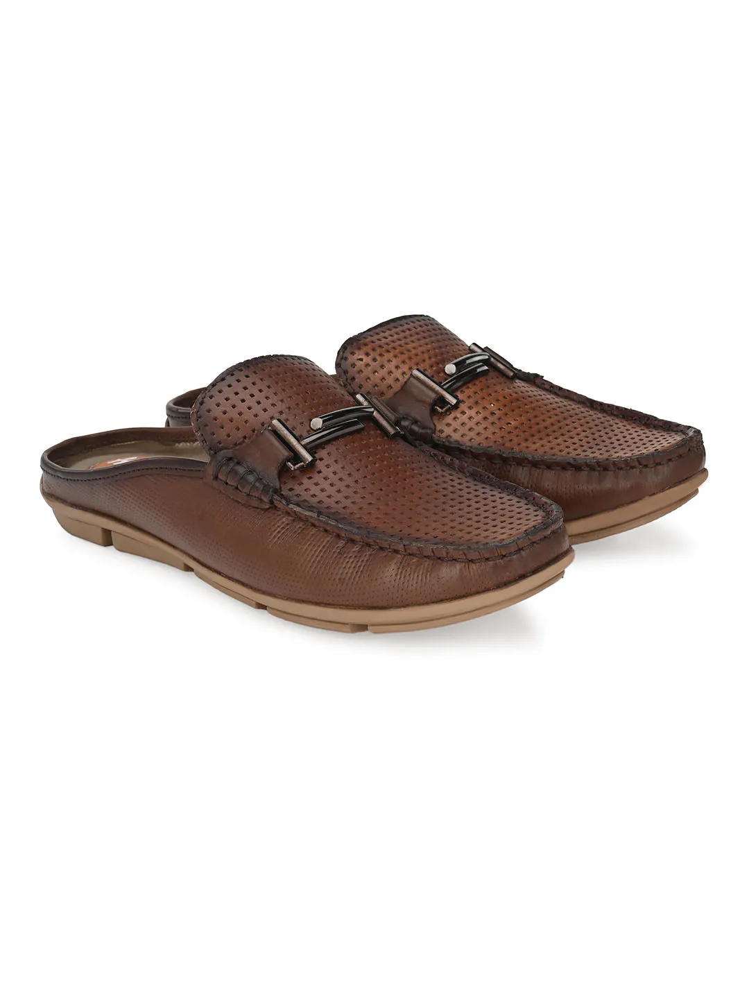 HITZ6133 Men's Brown Leather Casual Slip-On Shoes