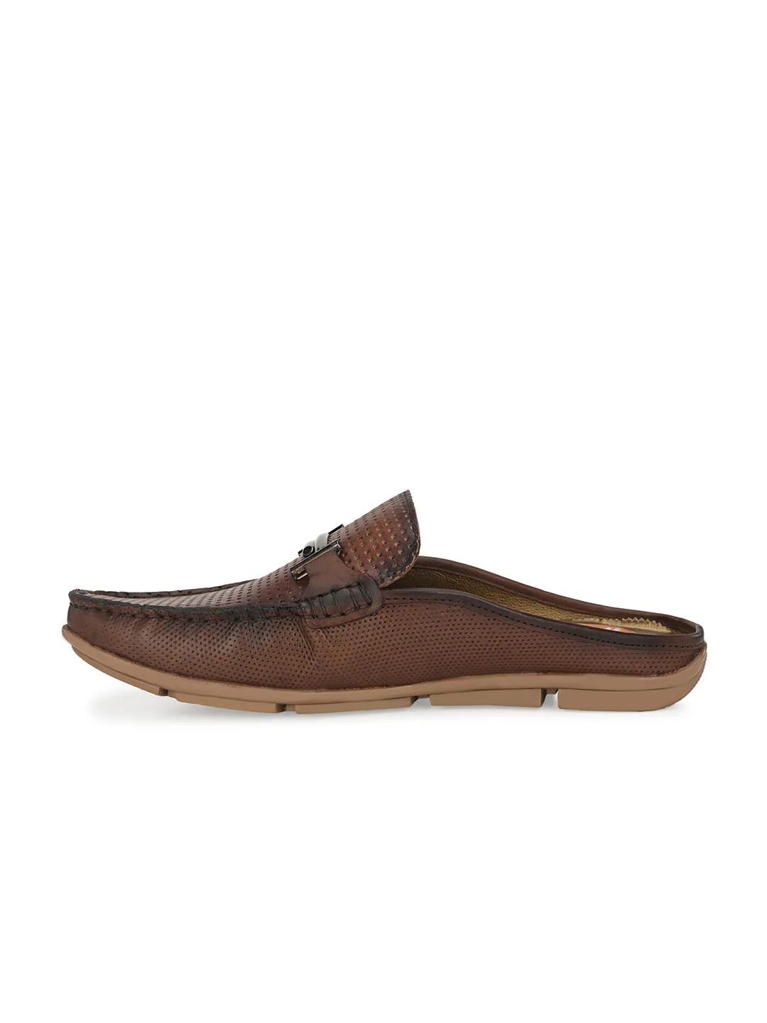 HITZ6133 Men's Brown Leather Casual Slip-On Shoes