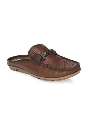 HITZ6133 Men's Brown Leather Casual Slip-On Shoes