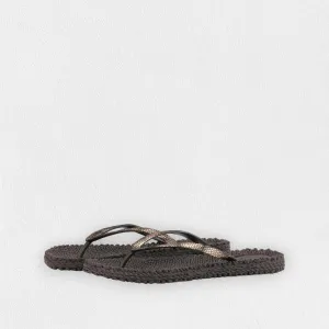 ILSE JACOBSEN - CHEERFUL FLIP FLOPS IN PRUNE SNAKE SKIN