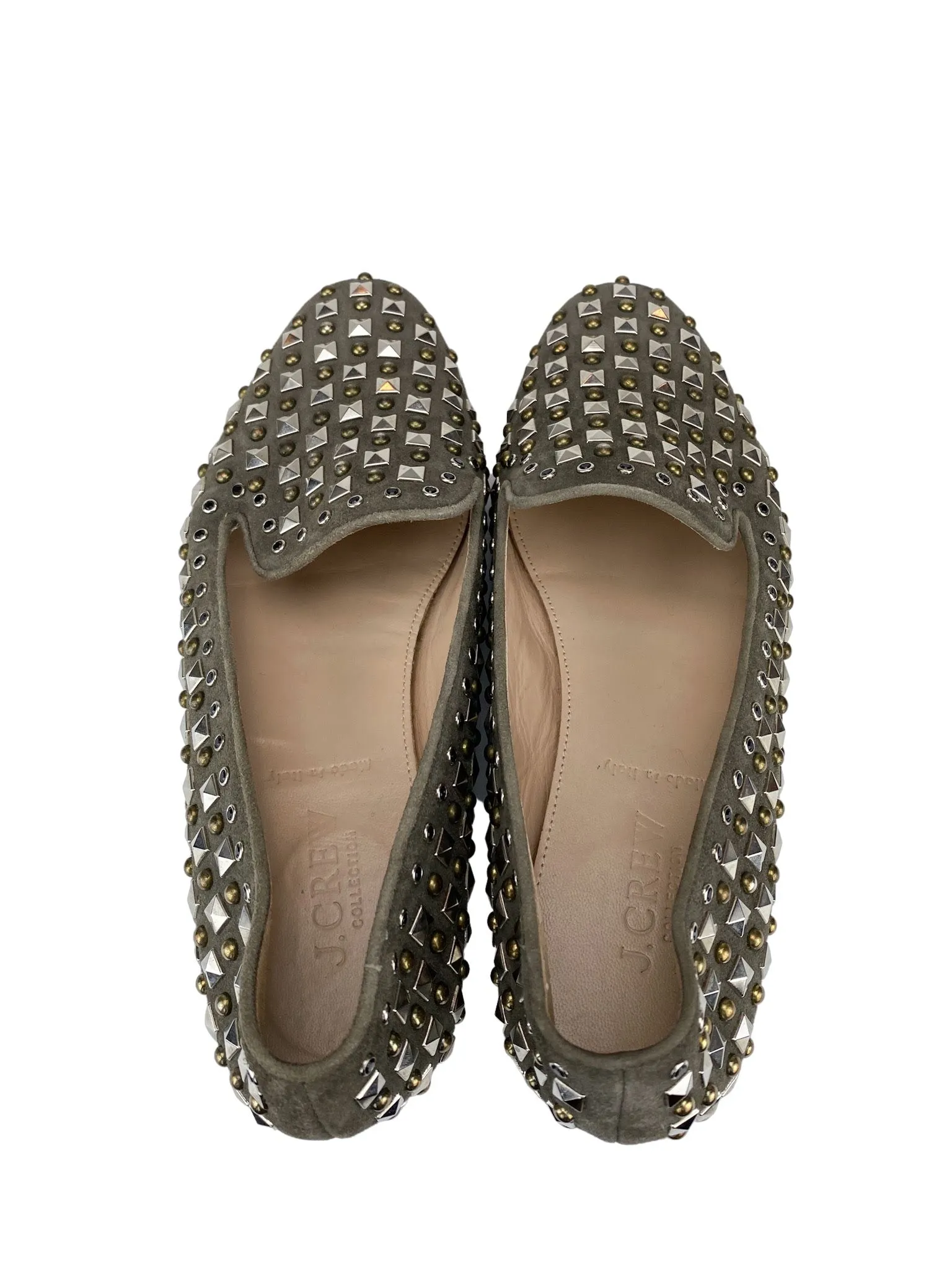 J. Crew, Women's Studded Darby Loafer, Greenish Grey, Size 6