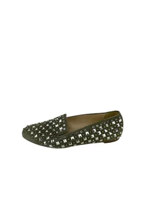 J. Crew, Women's Studded Darby Loafer, Greenish Grey, Size 6