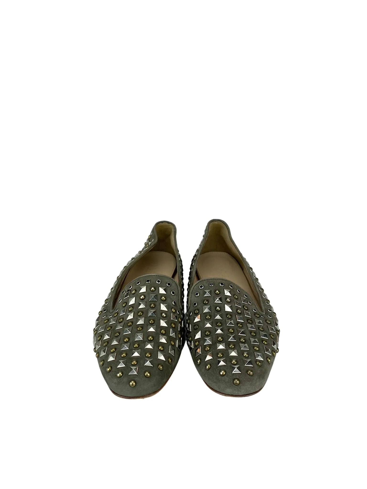 J. Crew, Women's Studded Darby Loafer, Greenish Grey, Size 6