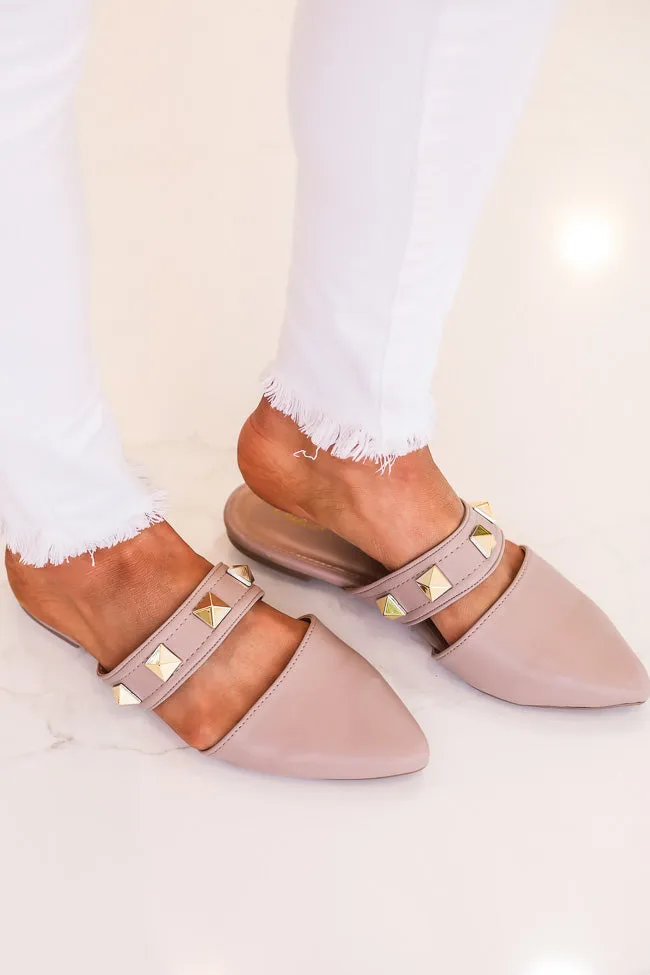 Jeanie Taupe Stud Detail Mules FINAL SALE