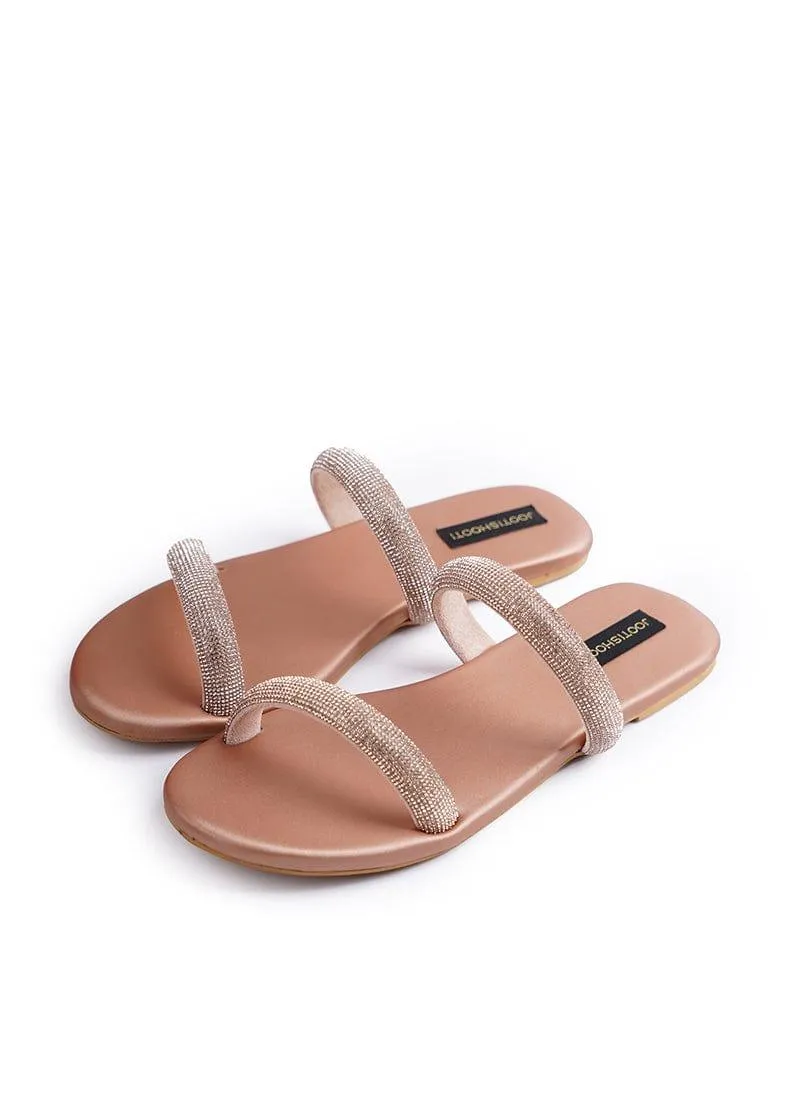 JootiShooti - Rose Two Strap Diamanté Slides