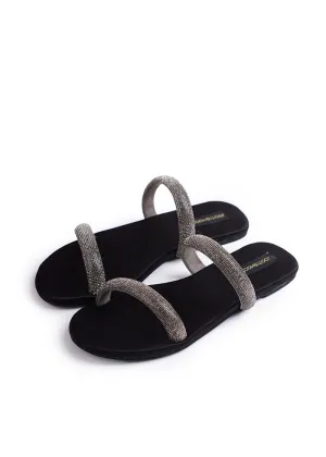 JootiShooti - Smoky Two Strap Diamanté Slides