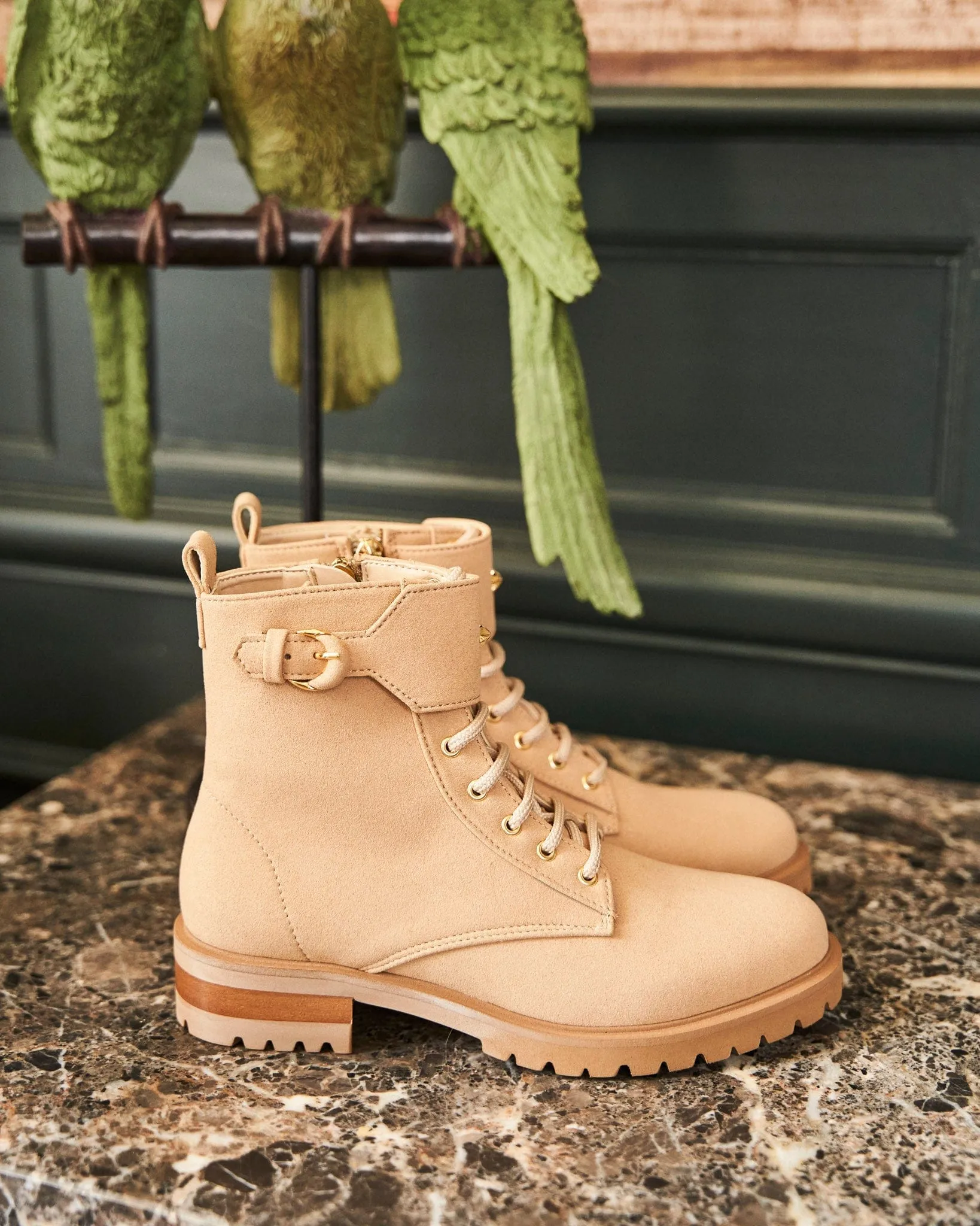 Jupiter Vegan Recycled Grain Lace-up Boots | Latte