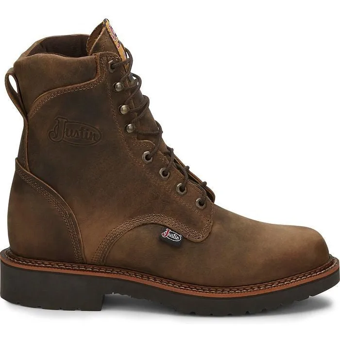 Justin Men's Blueprint 8" Lace Up USA Western Work Boot -Tan- 440