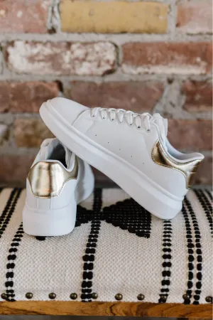 Kicks and Giggles Chunky Sole Sneakers in White and Gold