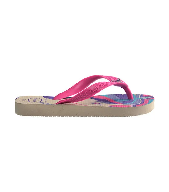 Kids Fantasy Flip Flops Beige/Magenta Neon