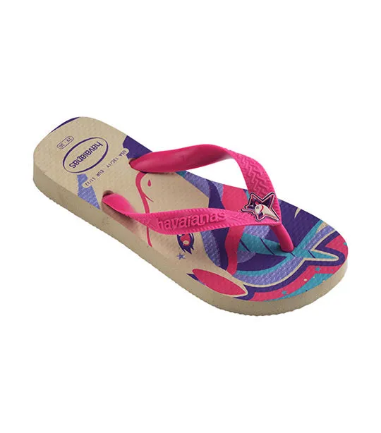 Kids Fantasy Flip Flops Beige/Magenta Neon