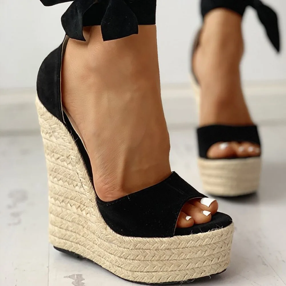 Lace Up Platform Wedge Sandals