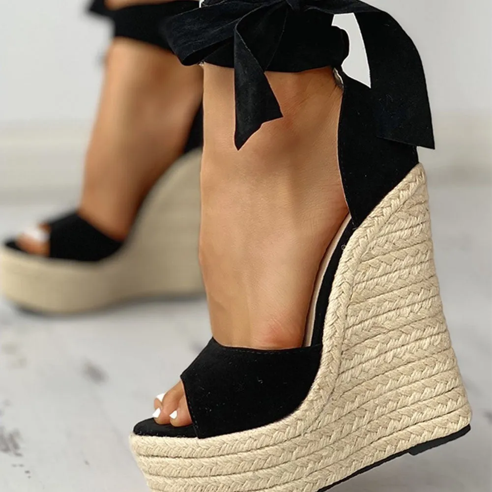 Lace Up Platform Wedge Sandals