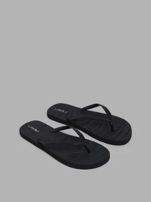 LUNA BLU Black Embossed Footbed Shimmer Strap Flip Flop