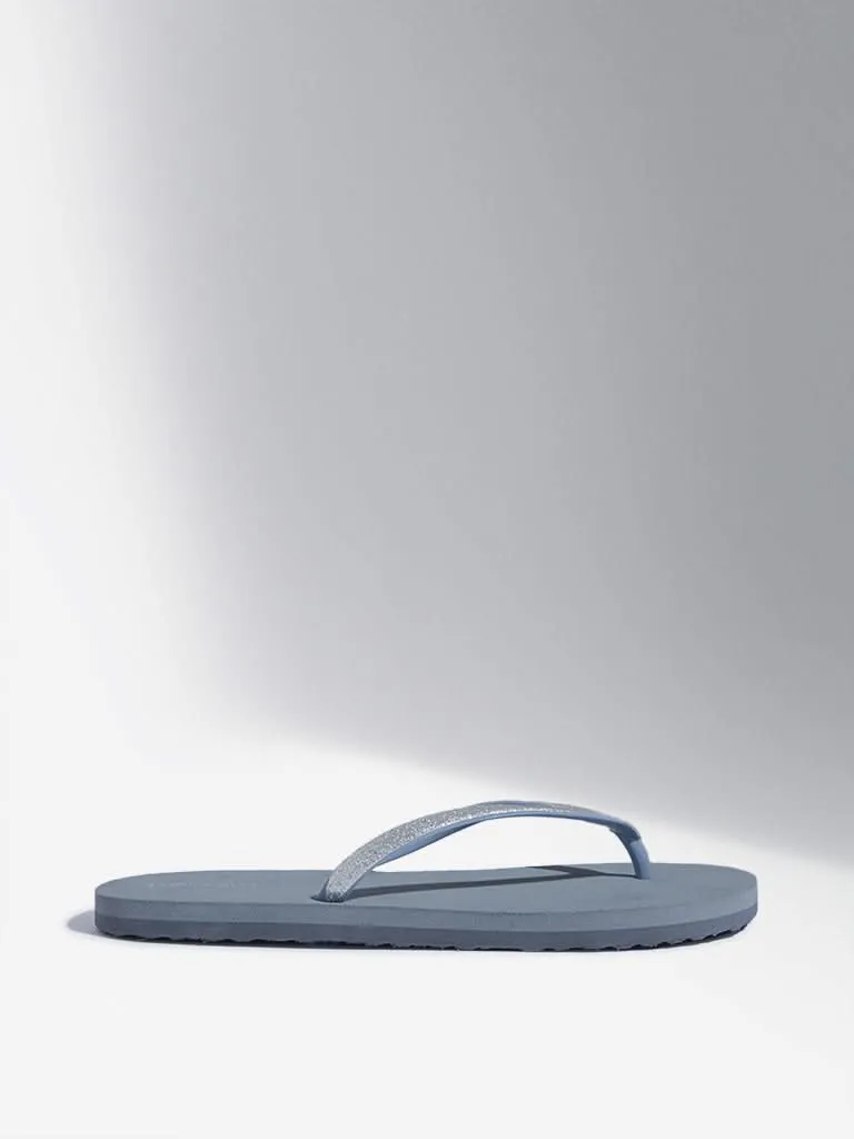 LUNA BLU Light Grey Shimmer Detailed Flip-Flop