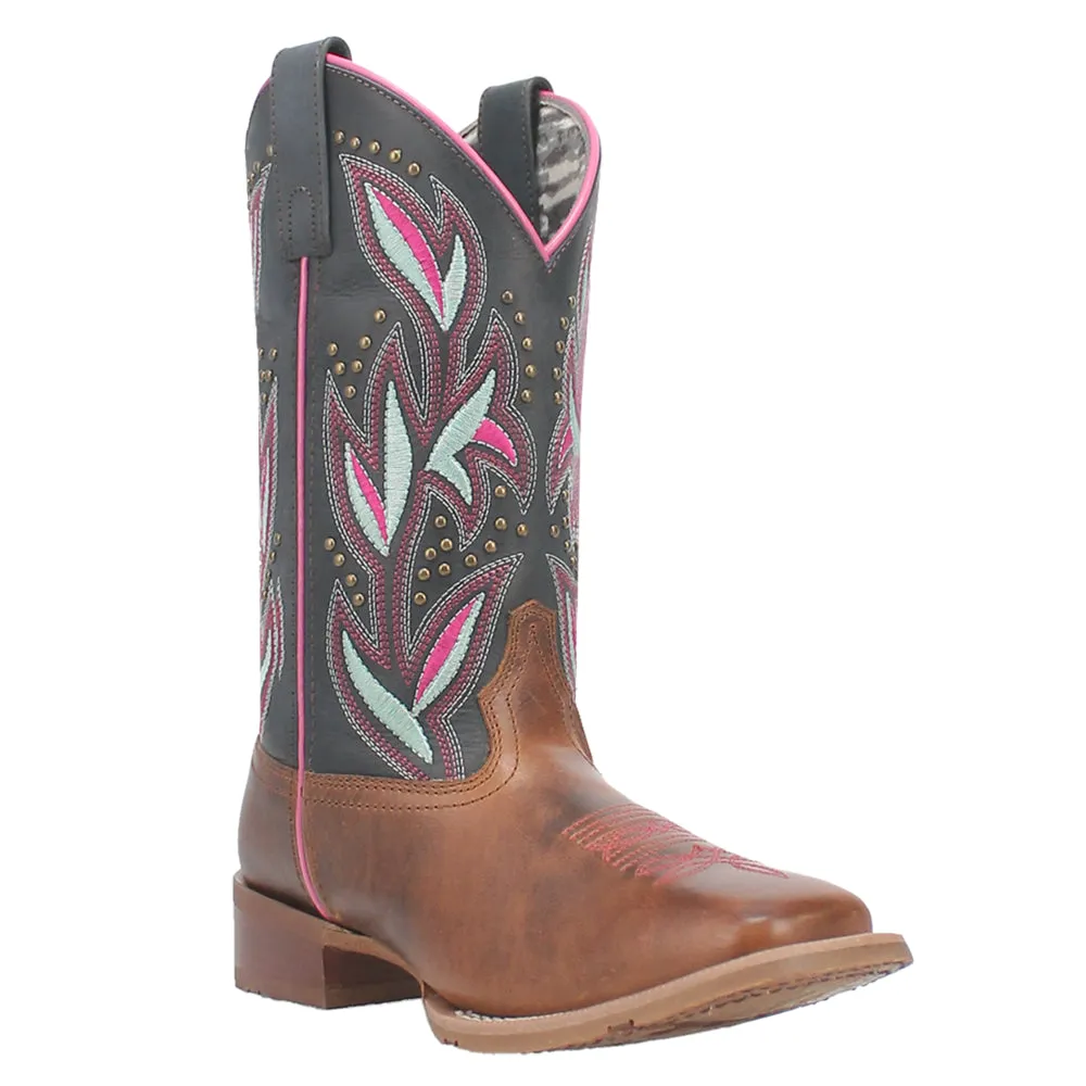 Lydia Embroidered Studded Square Toe Cowboy Boots