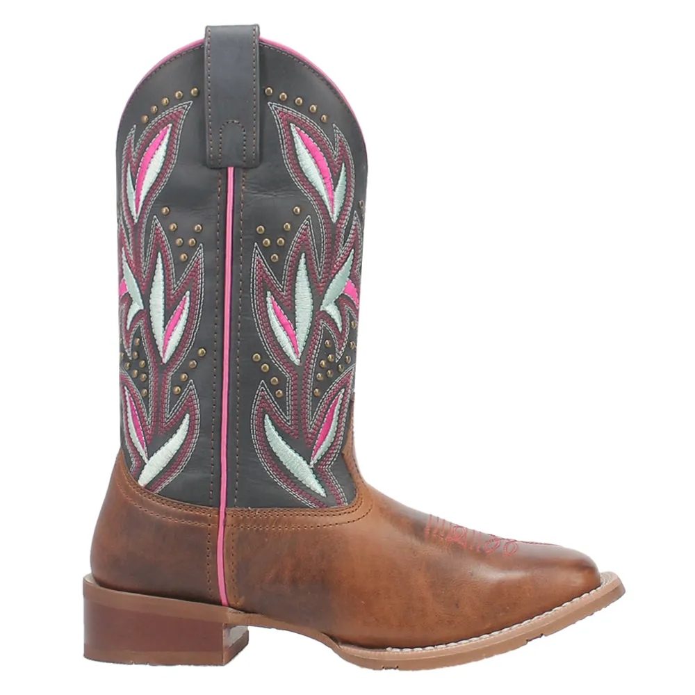 Lydia Embroidered Studded Square Toe Cowboy Boots