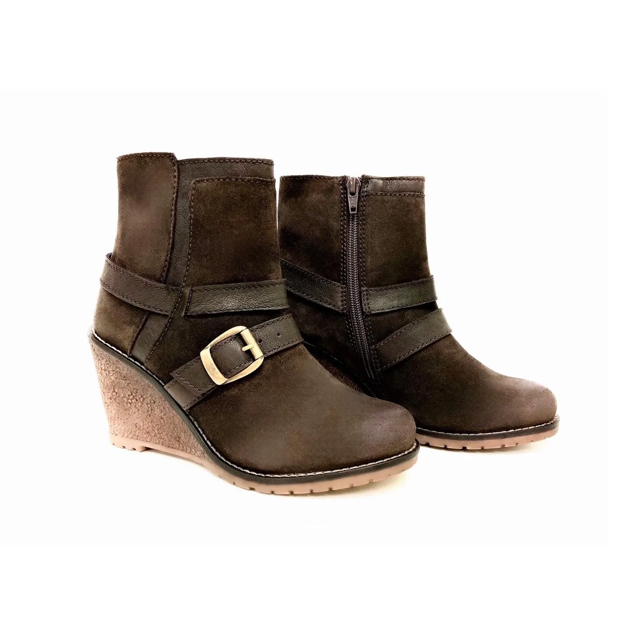 Maria Brown Suede Wedge Bootie