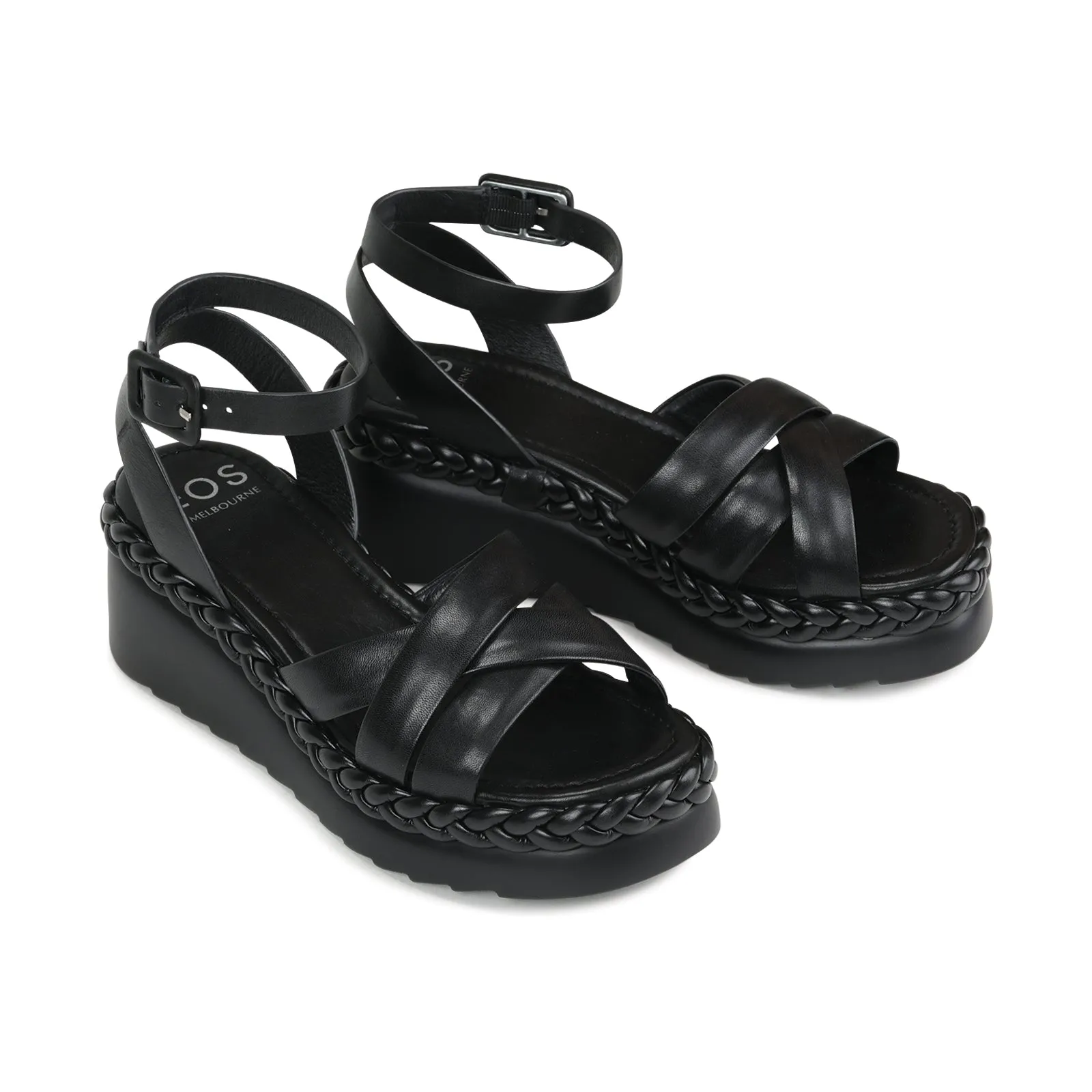 MELANA LEATHER WEDGE SANDALS