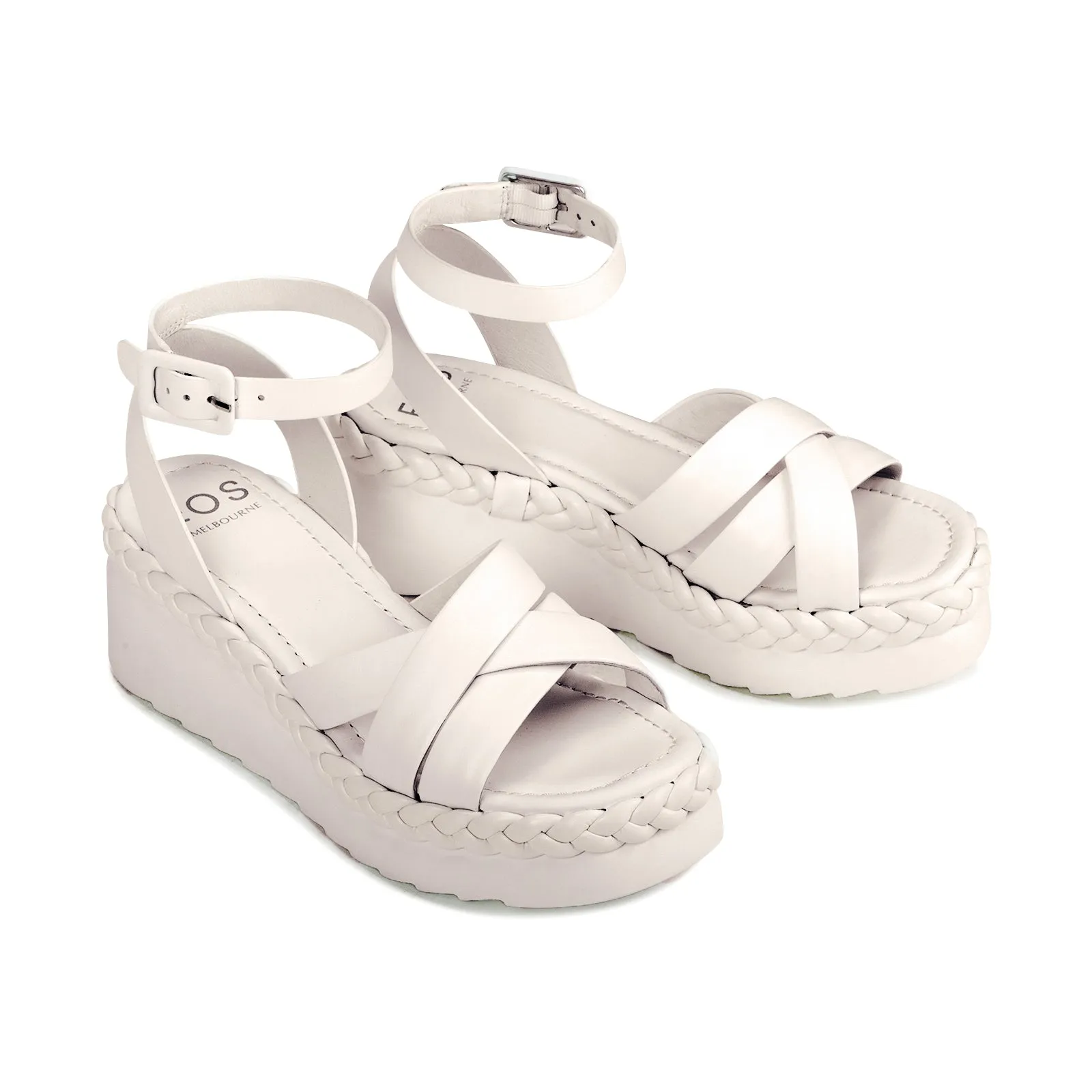 MELANA LEATHER WEDGE SANDALS