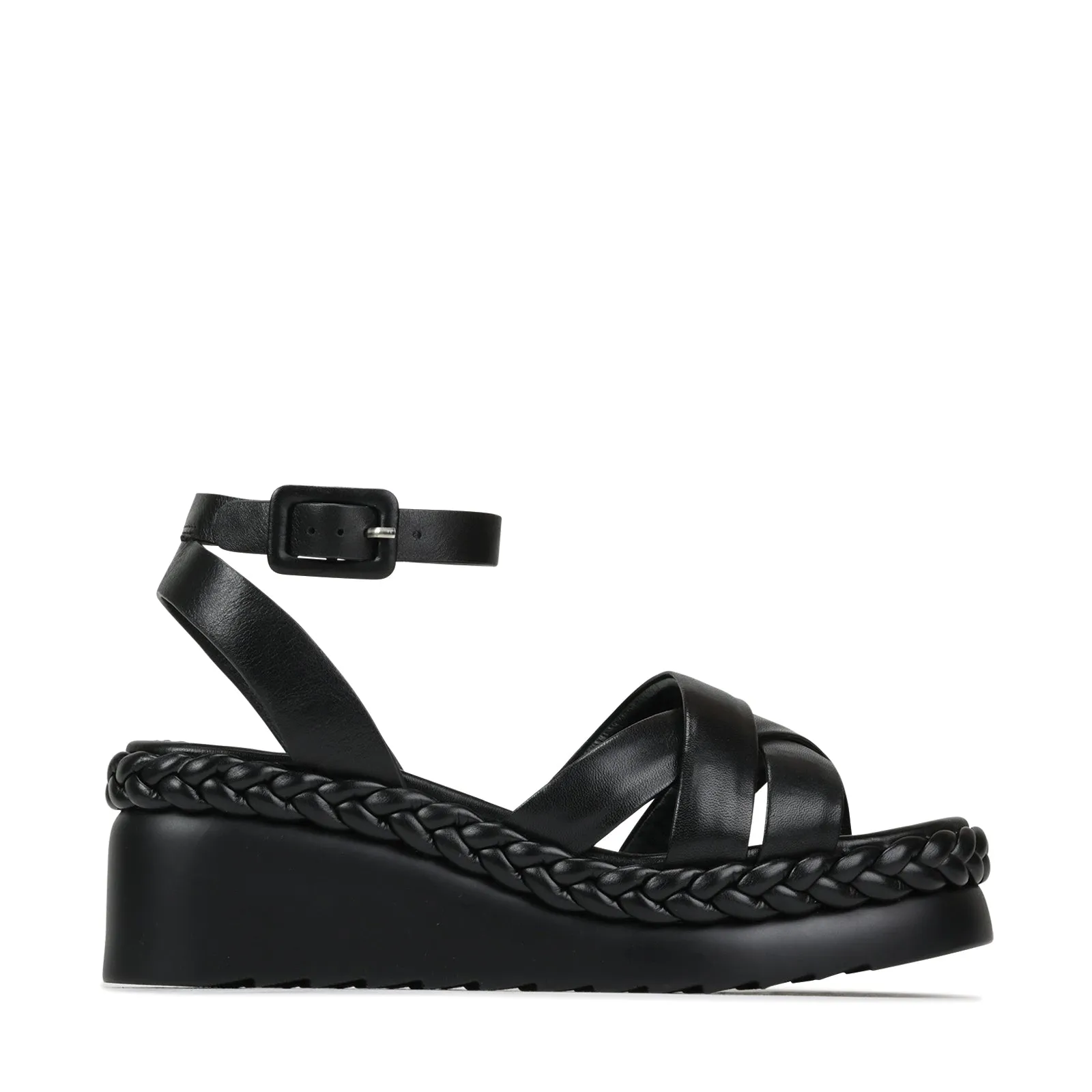 MELANA LEATHER WEDGE SANDALS