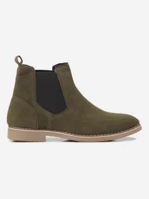 Men's Olive Suede Smart Casual Chelsea Boots (IX3037)