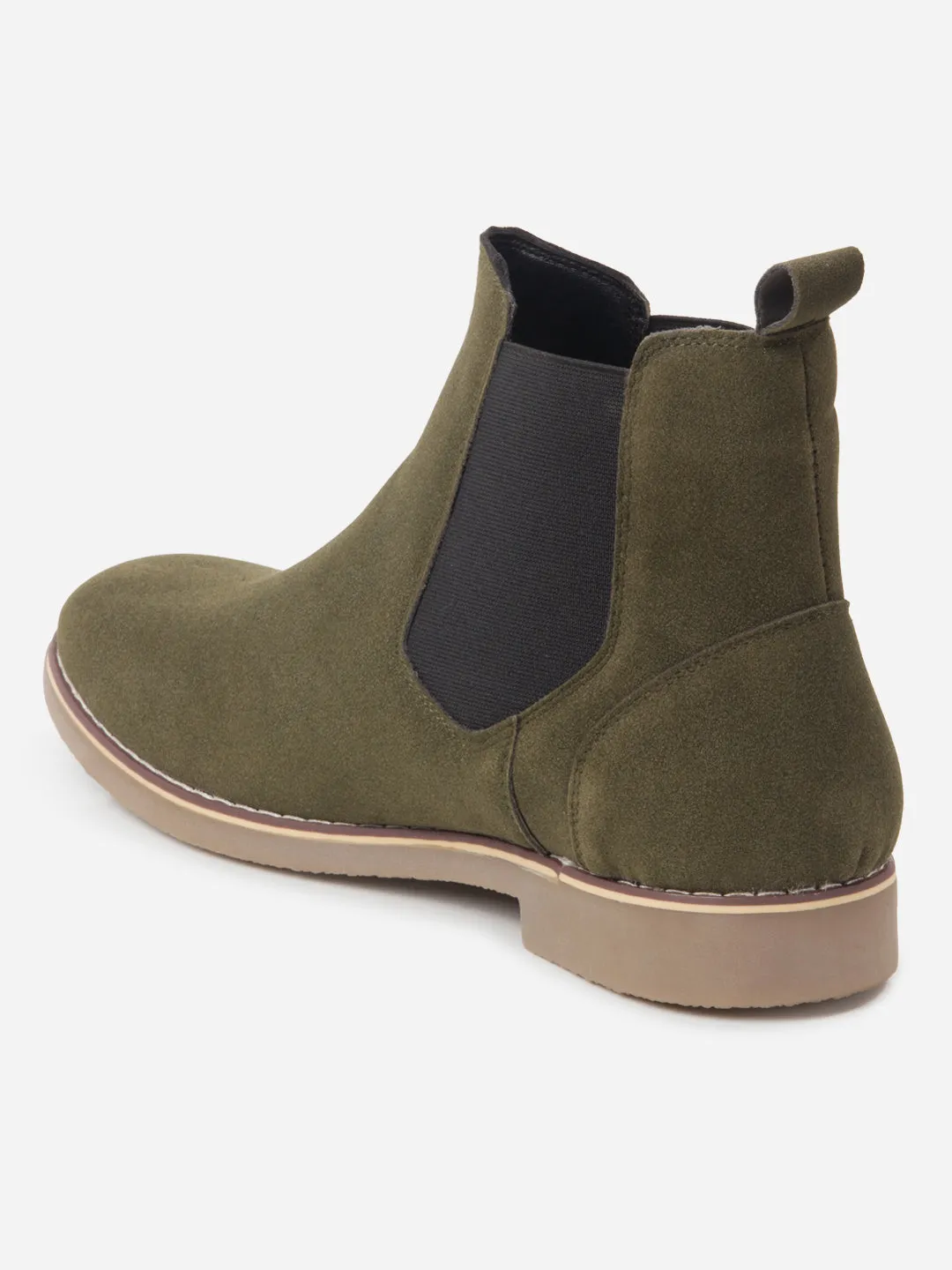 Men's Olive Suede Smart Casual Chelsea Boots (IX3037)