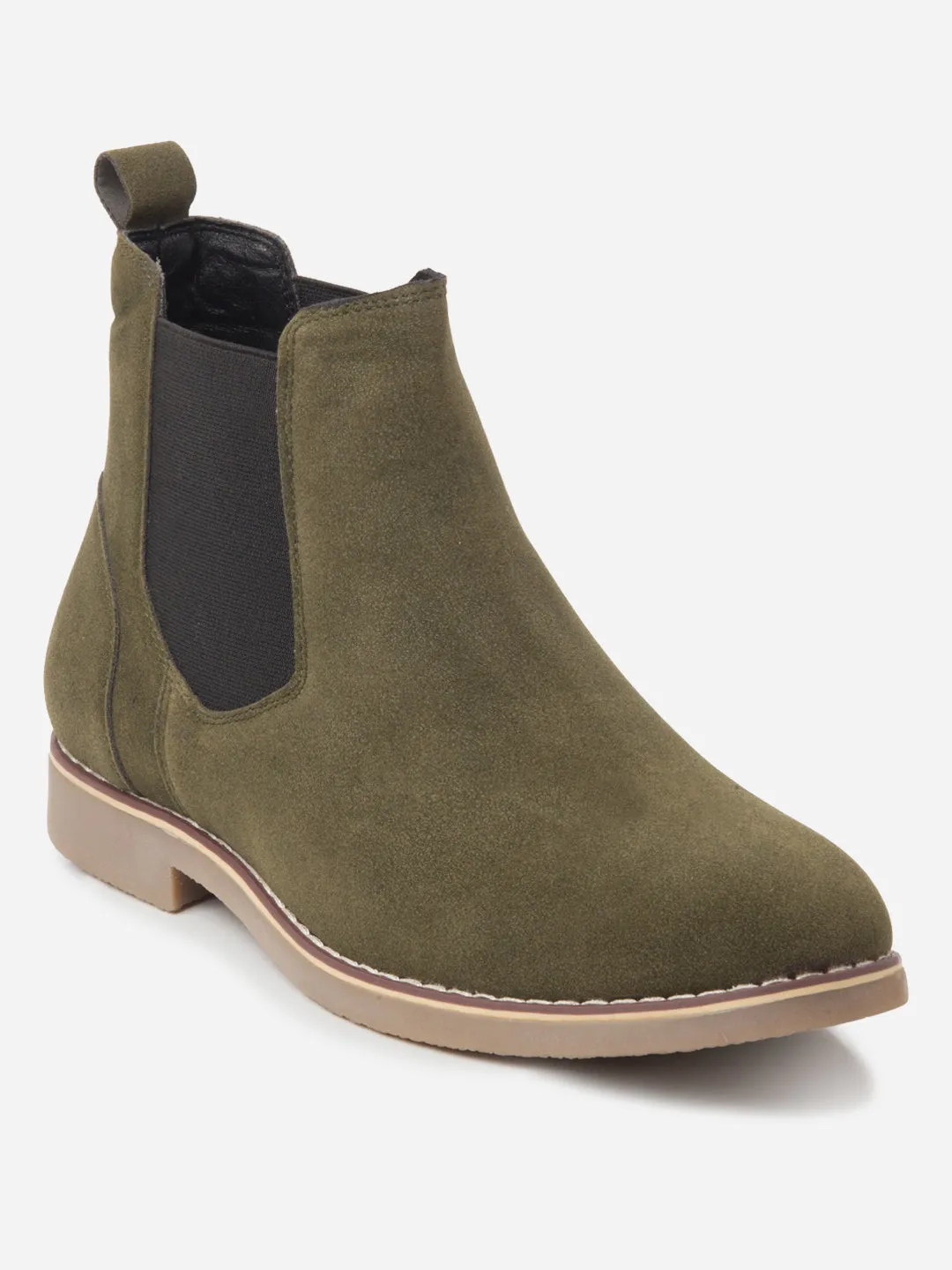 Men's Olive Suede Smart Casual Chelsea Boots (IX3037)