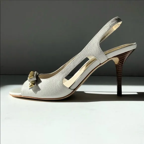 Michael Kors White Gold Studded Peep Toe - 9