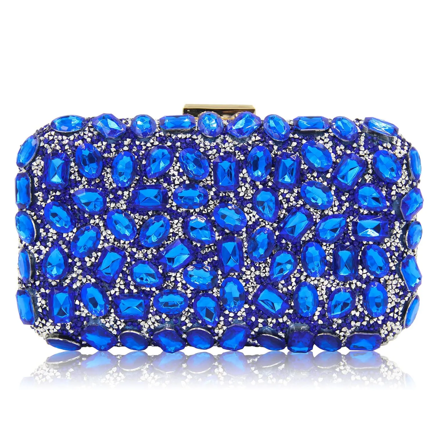 Milisente Clutch Purses For Women, Crystal Clutches Evening Bags Gemstone Clutch Purse For Wedding Party(Blue)