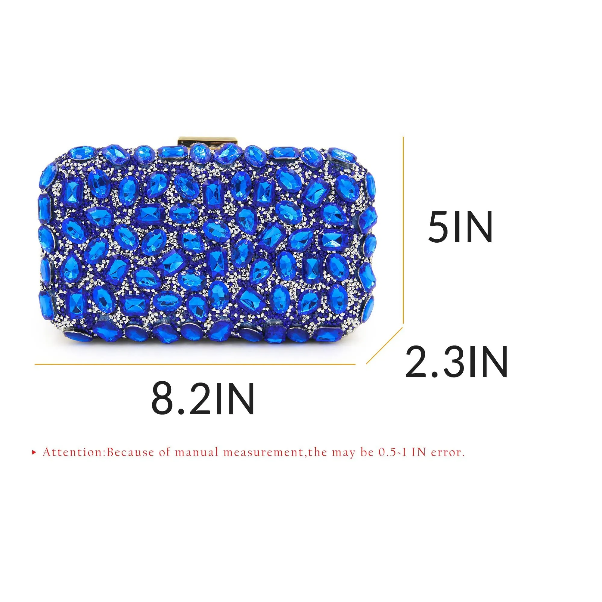 Milisente Clutch Purses For Women, Crystal Clutches Evening Bags Gemstone Clutch Purse For Wedding Party(Blue)