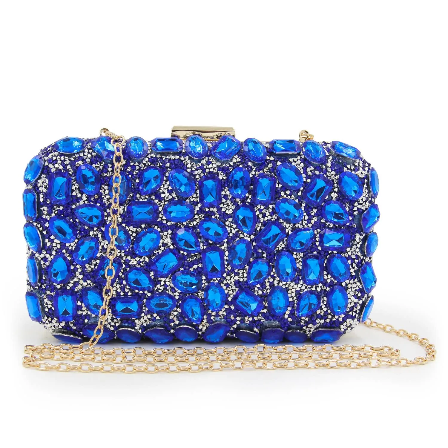 Milisente Clutch Purses For Women, Crystal Clutches Evening Bags Gemstone Clutch Purse For Wedding Party(Blue)