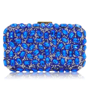 Milisente Clutch Purses For Women, Crystal Clutches Evening Bags Gemstone Clutch Purse For Wedding Party(Blue)