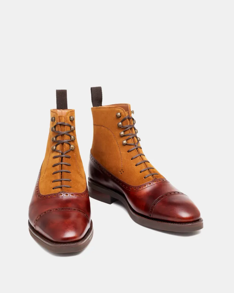 Museum Cognac and Suede Balmoral Boot