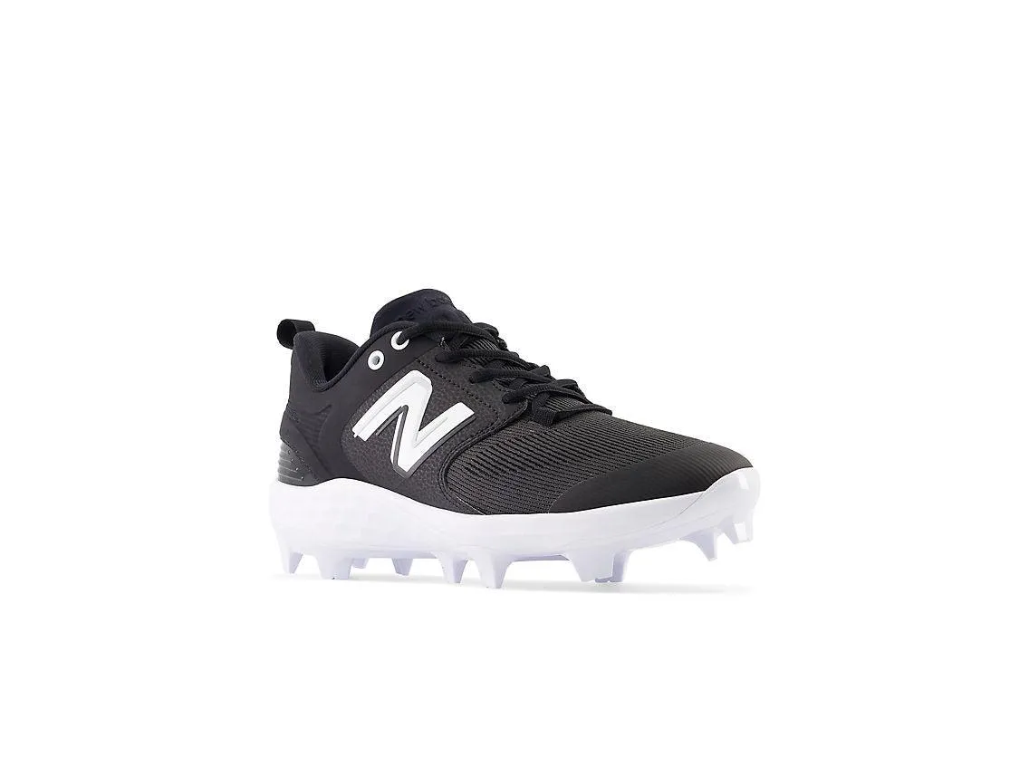 New Balance Men's Fresh Foam 3000 V6 Molded Baseball Cleats - Black with White - PL3000K6