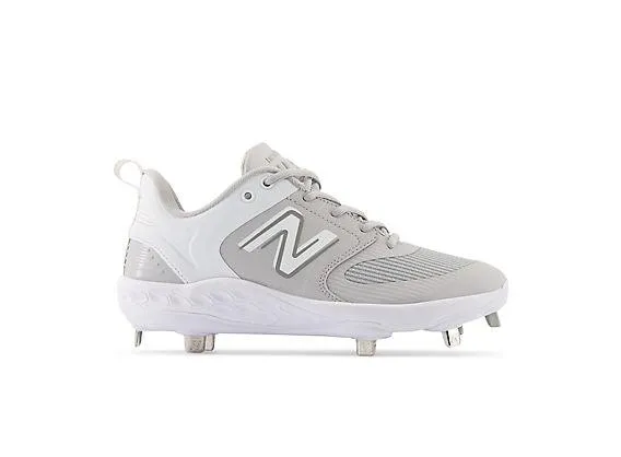 New Balance Women's VELO v3 Metal Fastpitch Softball Cleats - Grey with White - SMVELOG3