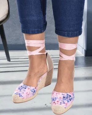 Nicoletta Blush Floral Wedge