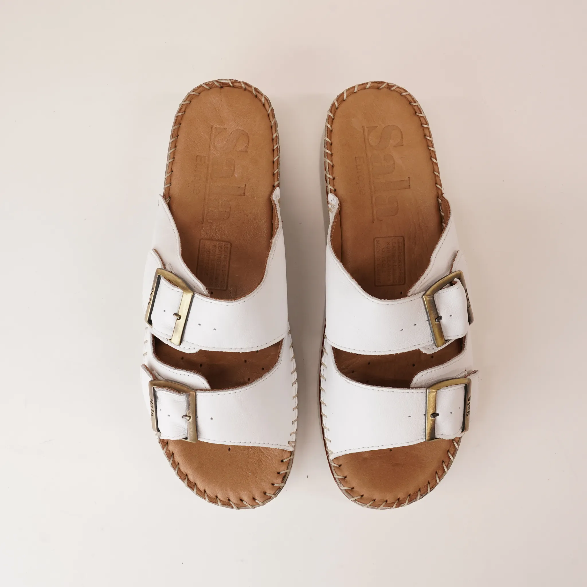 Oasis White Leather Slides