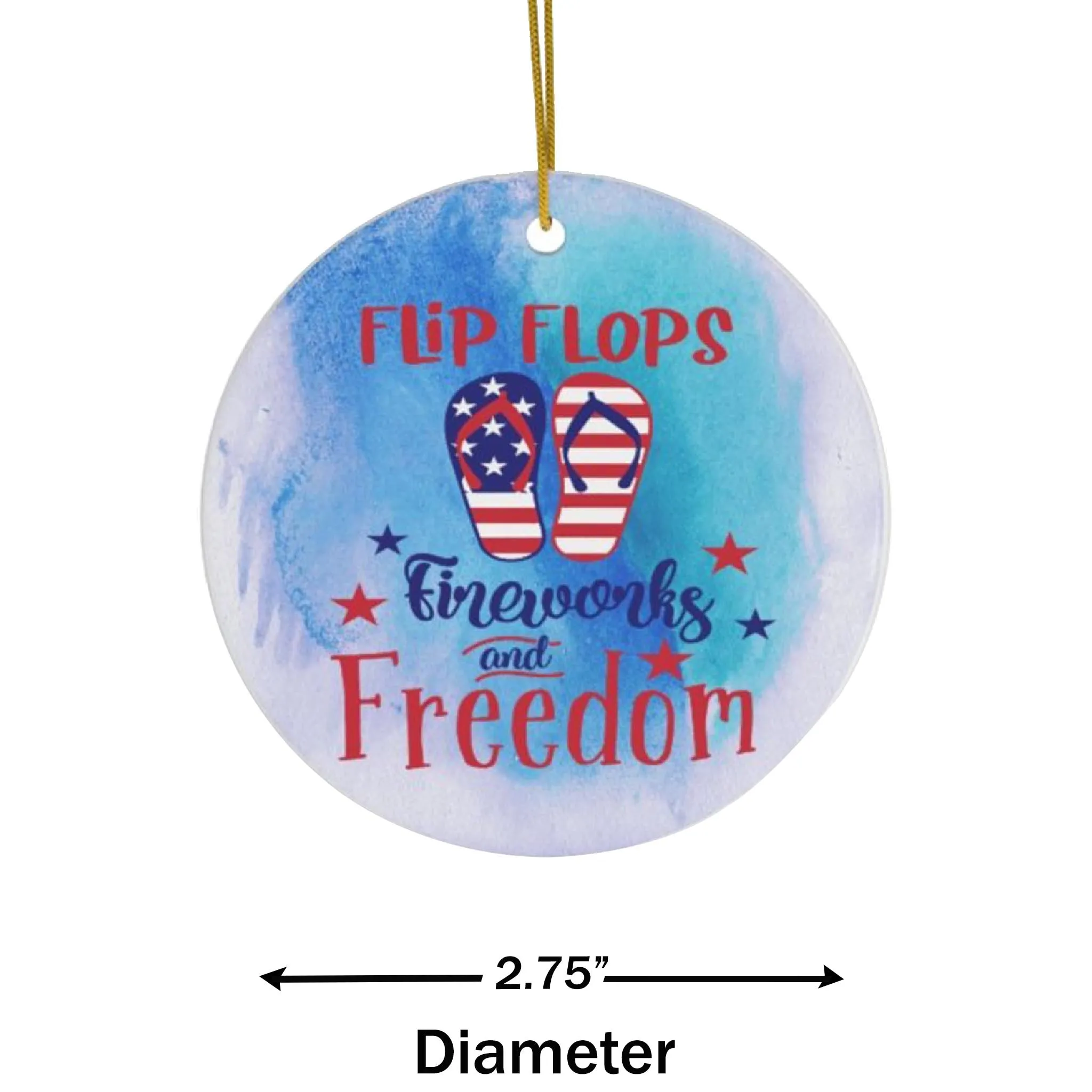 Patriotic Flip Flops and Freedom Ceramic Ornament by Nature's Glow