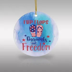 Patriotic Flip Flops and Freedom Ceramic Ornament by Nature's Glow