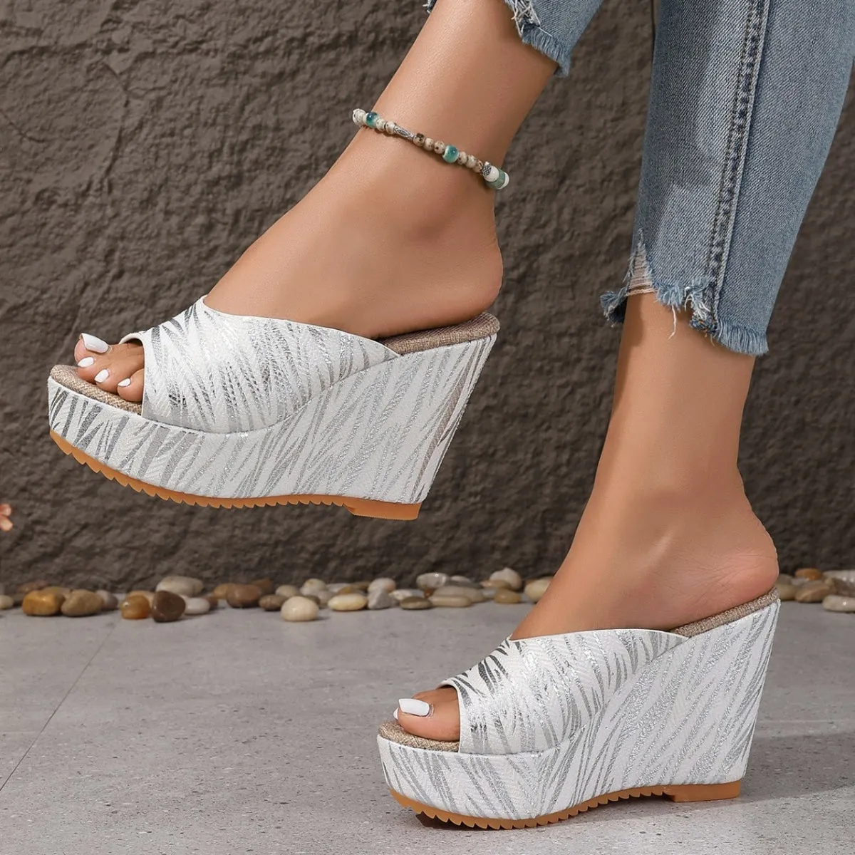 Peep Toe Wedge Sandals