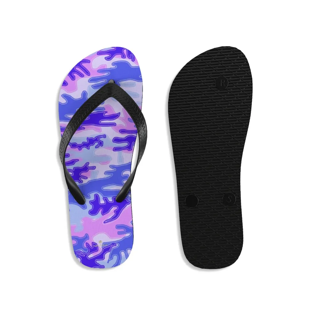 Pink Purple Camouflage Flip Flops, Camo Military Print Unisex Flip-Flops Sandals- Made in USA