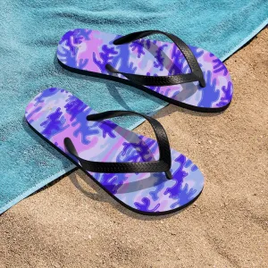 Pink Purple Camouflage Flip Flops, Camo Military Print Unisex Flip-Flops Sandals- Made in USA