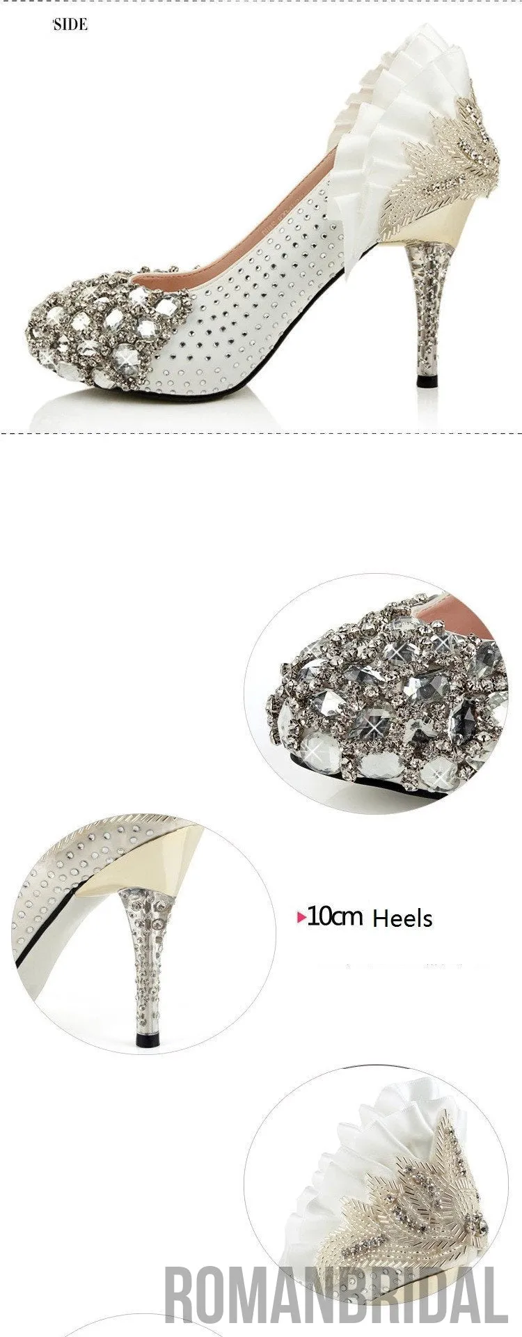 Popular Handmade Rhinestone High Heels Pointed Toe Crystal Wedding Shoes, S002