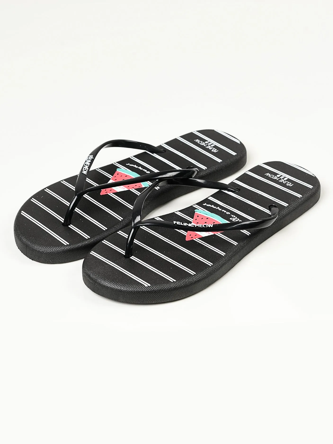 Printed Flip Flops - Black