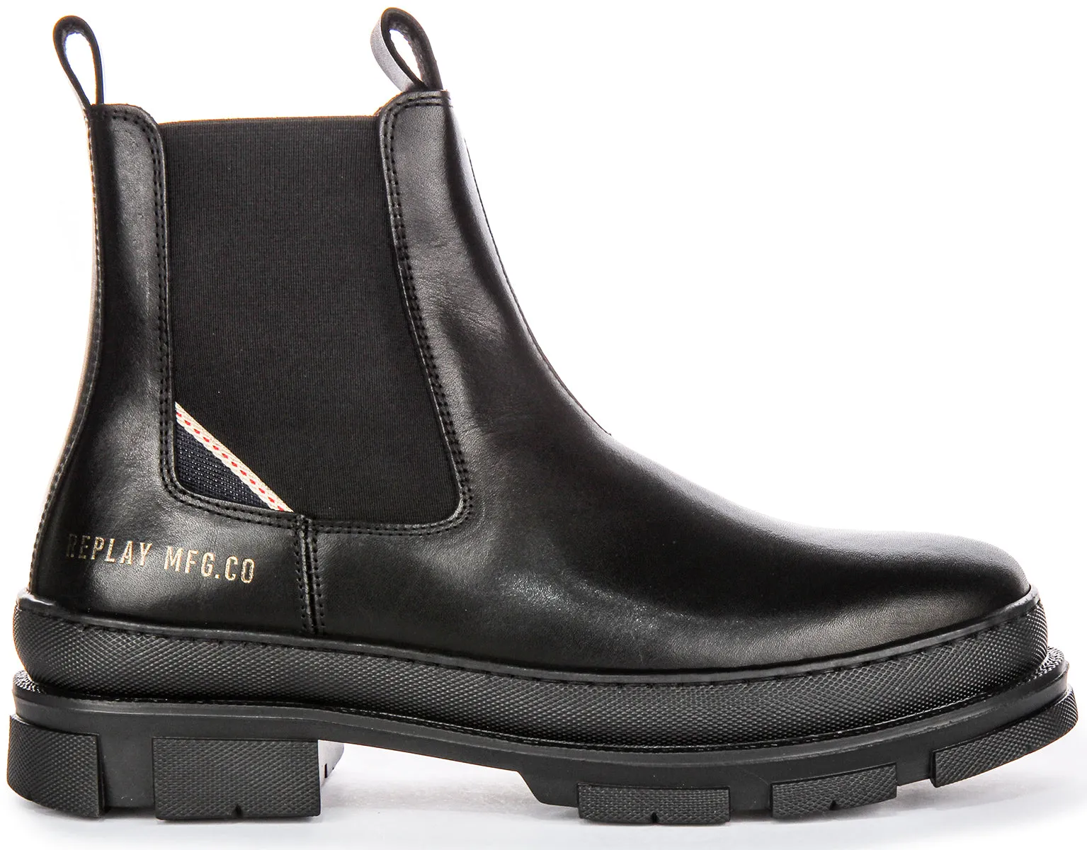 Replay Vega Leather Chelsea In Black For Men