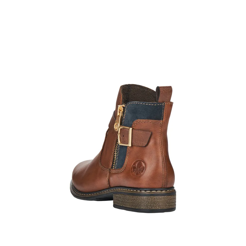 Rieker Z495922 Womens Brown Buckle Ankle Boot