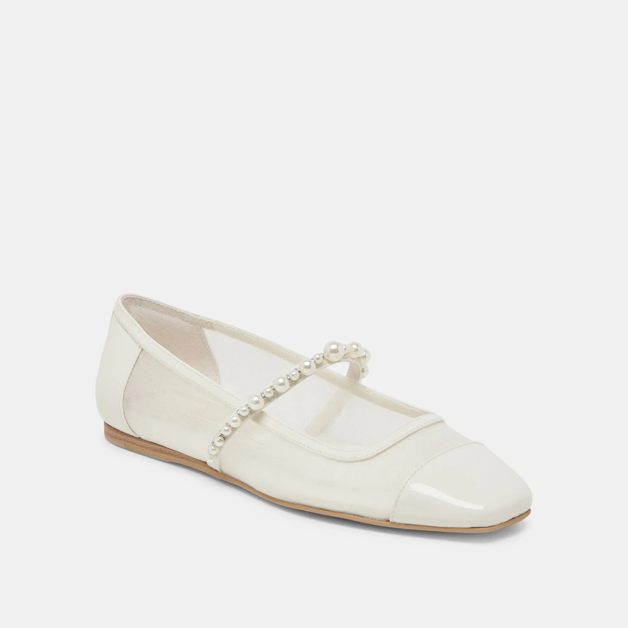 ROLLIN PEARL BALLET FLATS WHITE MESH