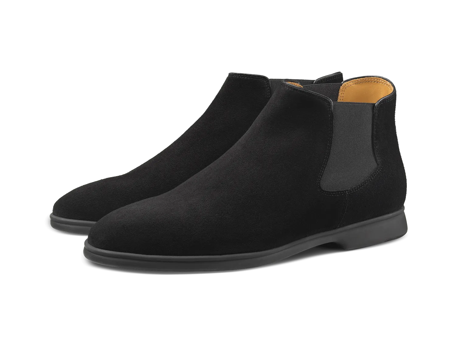 Rover Boots in Black Glove Suede Dark Sole